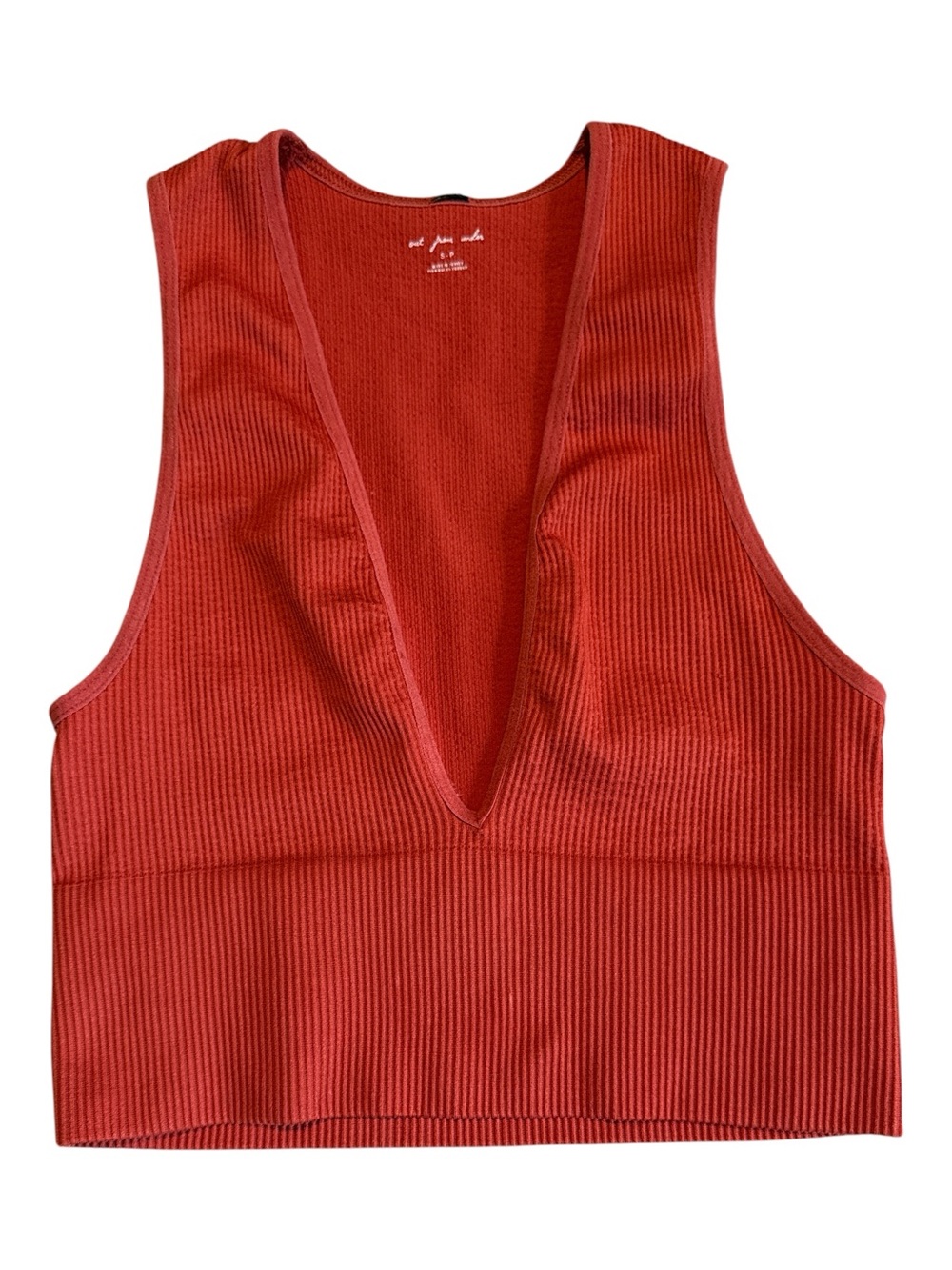 THREE Urban Outfitters Out From Under Deep Plunge Ribbed Cropped Tops Size Small - Picture 2 of 11